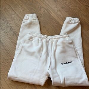 Emahn Women's White Fleece Athletic Jogger Pants Women XS
